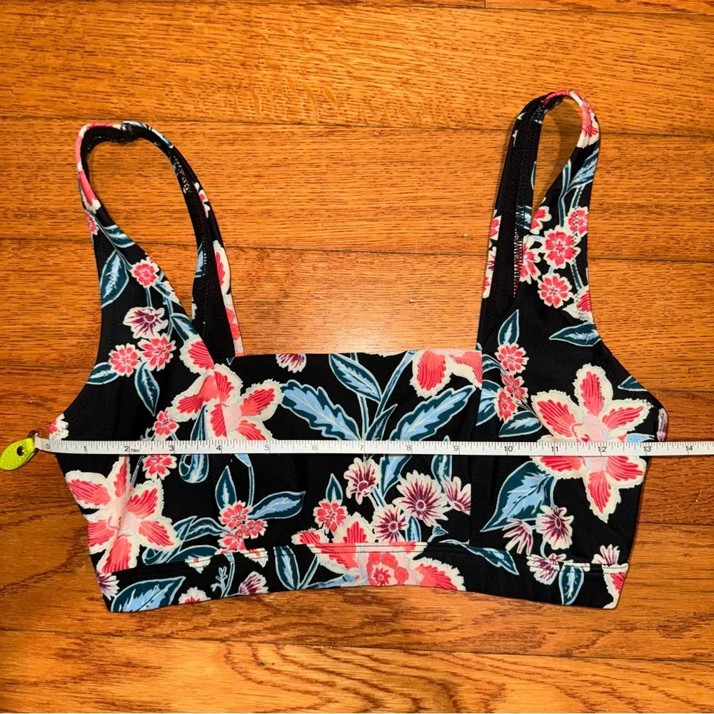 Old Navy black floral square neck bikini swim top and bottoms S - Picture 8 of 14